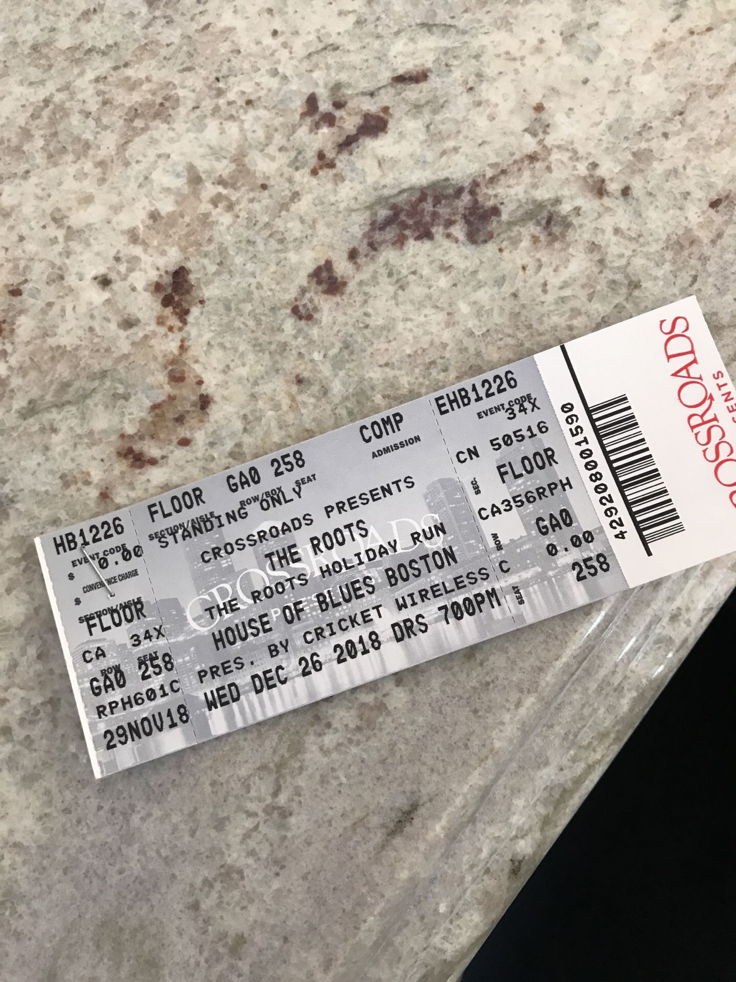 Two tickets to the roots 12/26 tonight