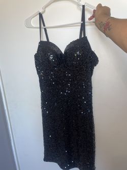 Black Sequin Mini Dress 