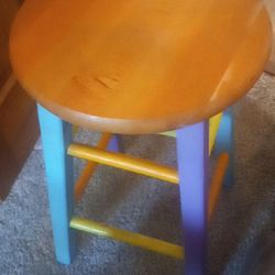 3 Feet, Stool, Purple, Blue, Orange And Yellow