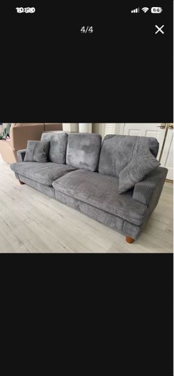 85 Inch 3 Person Grey Upholstered Sofa, Couch Brand New
