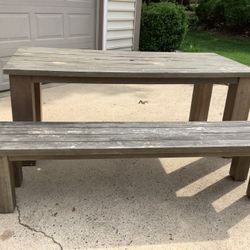 World Market Outdoor Wood Table And Bench 78” Long ,36” Wide ,31” Tall