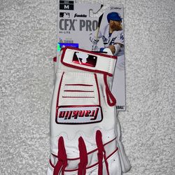 Franklin CFX PRO White Red Cabretta Leather MLB Men's M Batting Gloves Brand New