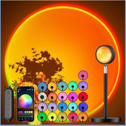🌼 Sunset Lamp Projector with APP and Button Control, Multicolor Changing Projection Light Sunlight Lamp for Bedroom, Photography, Party, Tiktok Live,
