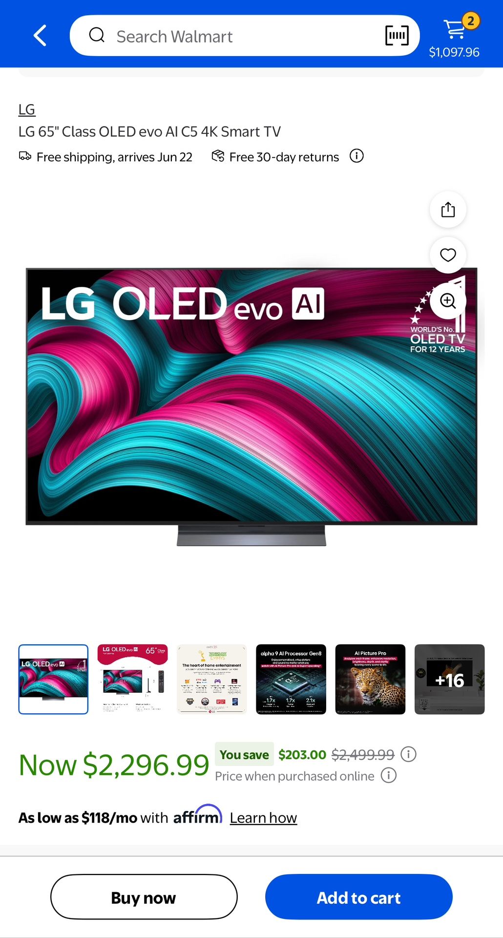 LG 65” OLED evo C5 Ai 4k Smart Tv