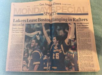 Vintage 1980s Los Angeles Times Sports Sections - Lakers Championships