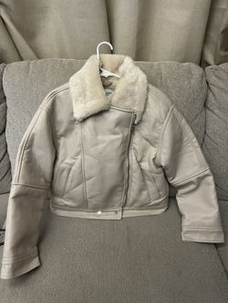 Abercrombie & Fitch Vegan Leather Shearling Biker Jacket