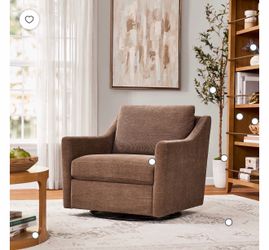My Texas House Roan Swivel Accent Chair, Brown Fabric Upholstery