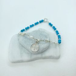 925 sterling silver turquoise/pearls bracelet