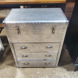 Modern Silver Metal 3-Drawer Accent Storage Chest(NEW)