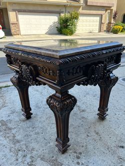 Ashley Furniture "Casa Mollino" Ornate Marble-Top End Table