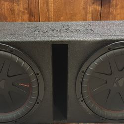 2 Subwoofers 12 Inch /w Box And Amp 