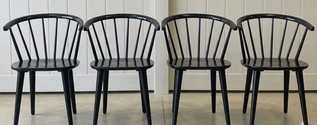 Set Of 4 Black Farm Style Dining Chairs
