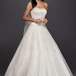 Oleg Cassini Satin Bodice Organza Wedding Dress