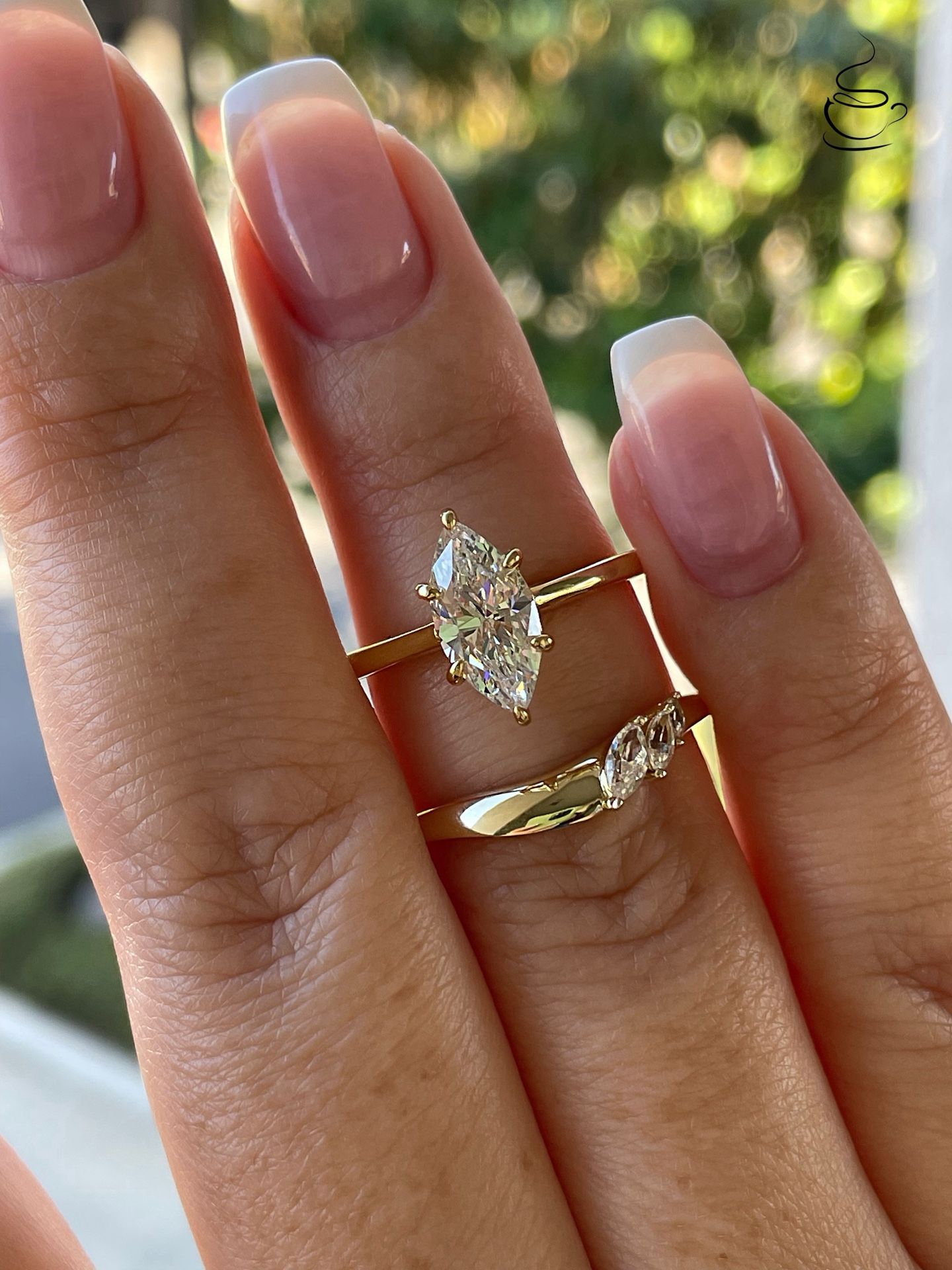 Brand New Yellow Gold Vermeil Engagement Ring Set 