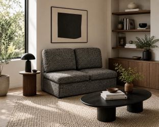 Gray Upholstered Small Sofa for Small Space