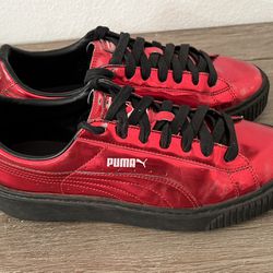 Women’s Unisex Puma Metallic Red Platform Ruby Kicks Sneakers Shoes Size 8.5