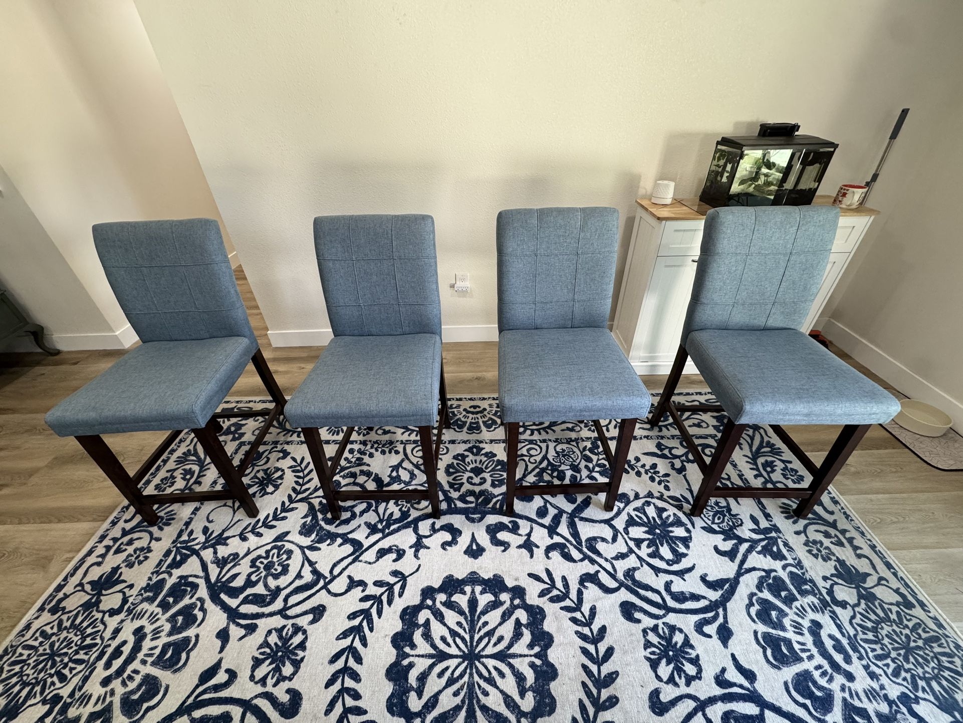 Solid Back Upholstered Counter Stools - Set of 4