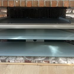 TV STAND CONSOLE ENTERTAINMENT METAL GLASS