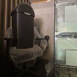 Office Chair And Big Trash Can 