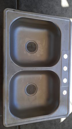 Glacier Bay Drop-In Stainless Steel 33 in. 4-Hole Double Bowl Kitchen Sink