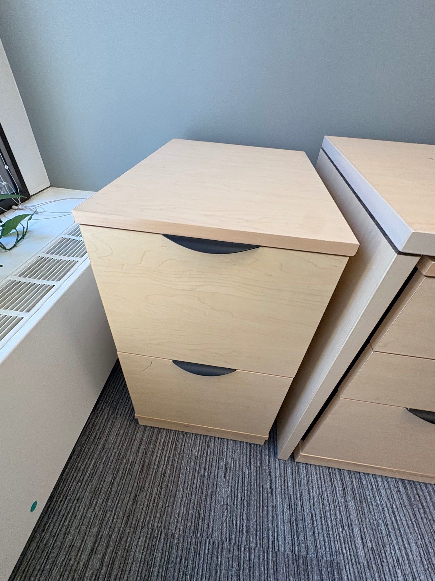 Modern Light Wood Tone Two-Drawer Storage Cabinet