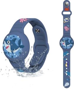Kids Shark Ocean Silicone Wristband for Apple AirTag