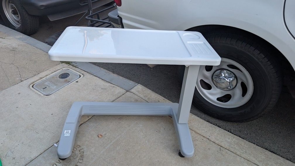 Hospital Table Adjustable Rolling Food Tray Cart Hospice Breakfast In Bed Meal Kart Caddy Caddie Slide In  