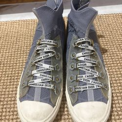 Christian Dior J’Adior High-Top Knit Sneakers – Gray – Made in Italy