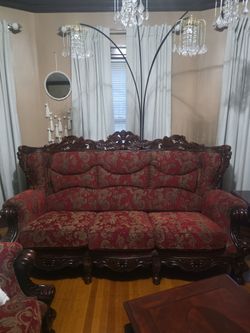Victorian Style Carved Wood Sofa