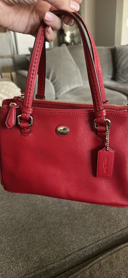 Red leather Coach Satchel Bag
