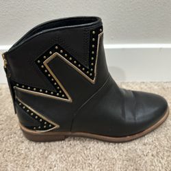 Ugg Lars Black Ankle Leather Boots Size 6 Womens