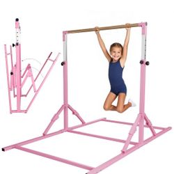 Adjustable Height Kids Gymnastic Bar, Folding Gym Training Monkey Bar