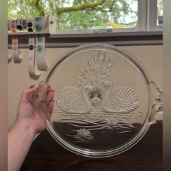 Vintage Mikasa Crystal Glass Swan Cake Stand or Serving Platter