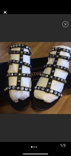 Black leather sandals size 8 brand new never worn