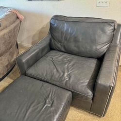 High Quality Leather Chair and Ottoman