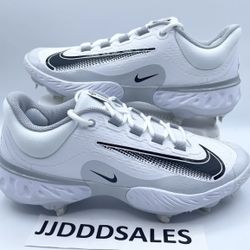 Nike Alpha Huarache Elite 4 Low FD2745-100 White Black Metal Baseball Cleats Men's Sizes