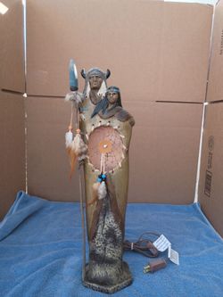 Native American Figurine Lamp with Dream Catcher