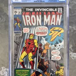 Iron Man #35 (1971) CGC 8.0 — White Pages; Daredevil Crossover; Nick Fury