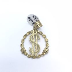 Gold 10k Dollar Sign Pendant New