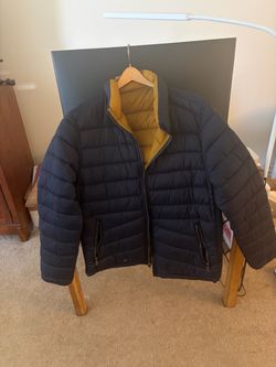 Reversible Puffer Jacket Navy and Mustard
