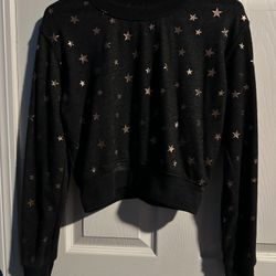 Cropped Sweatshirt - Dark Grey With Gold Stars