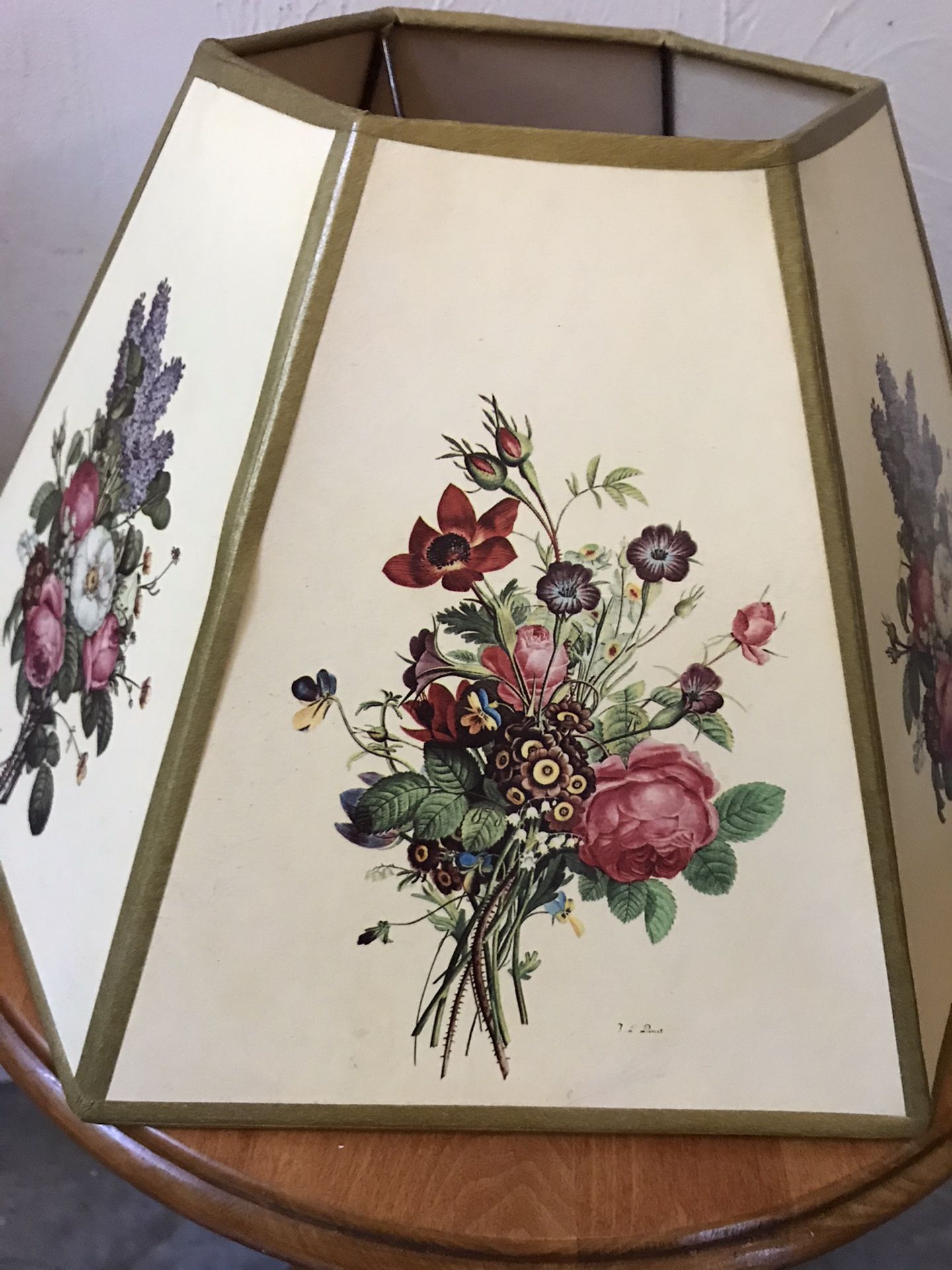 Pair of floral lamp shades by J L Prevost