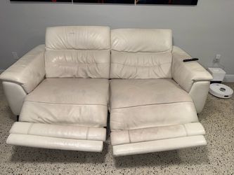 Anabel White 2.0 Leather Power Reclining Sofa RESTORATION PROJECT READ
