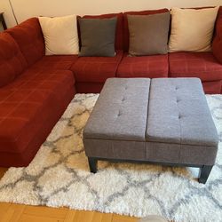 Red Sectional L Shape Couch 