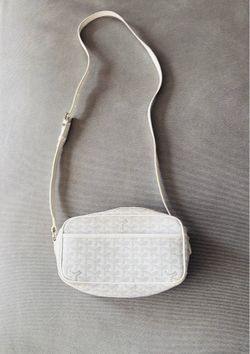 White and gray crossbody camera bag