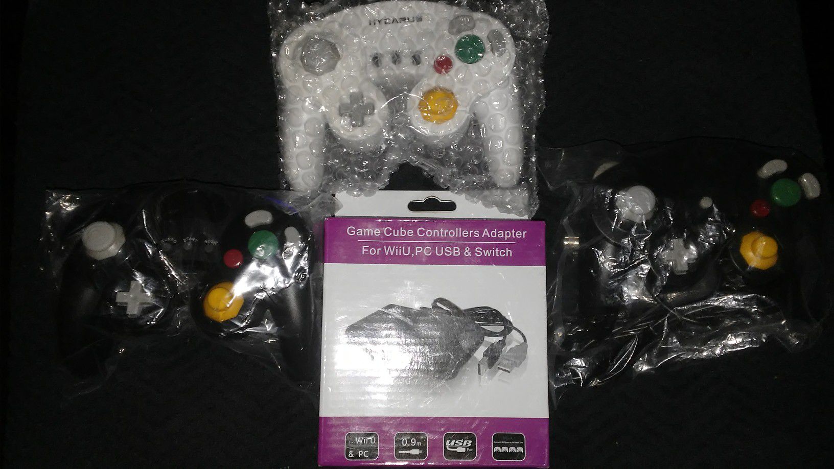 Nintendo Switch, Wii U, PC, GameCube Controller Adapter +(3) 3rd Party Controllers (New)