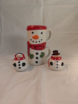 Hallmark Snowman Mugs, Salt Pepper Shakers