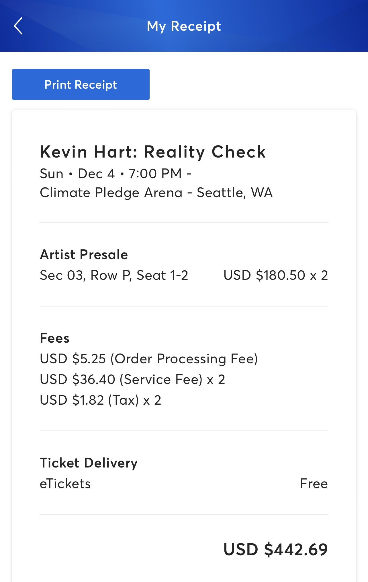 Kevin Hart - Sunday Dec 4 Section 3- On Vacation, Can’t Go!! 😭