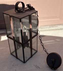Vintage Rustic Farmhouse Glass Metal Light Chandelier