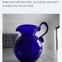 Vintage Cobalt  Blue Pitcher 9”H $20 Firm